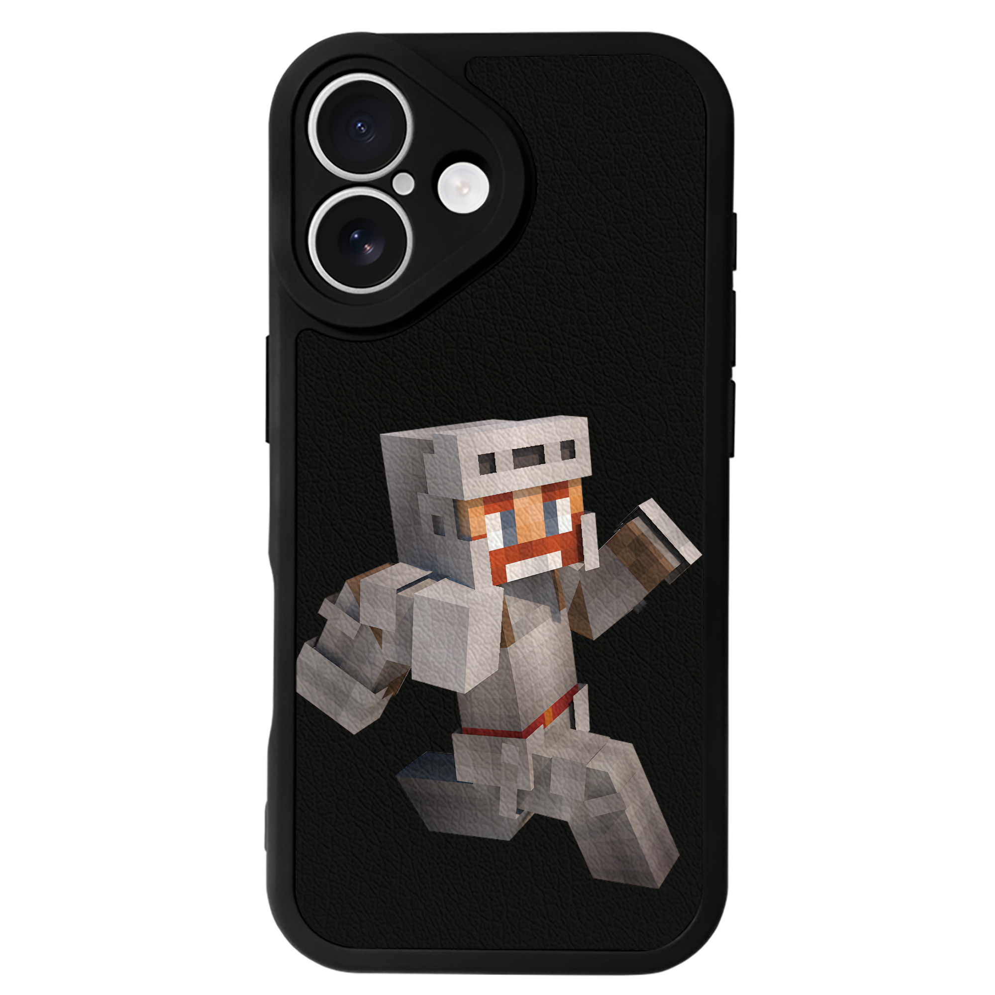 （画像用） マインクラフト ブロックの世界 Minecraft MC Block world 【iPhone 16シリーズ対応】シリコンスマホケース（レザー調） 材質：シリコン